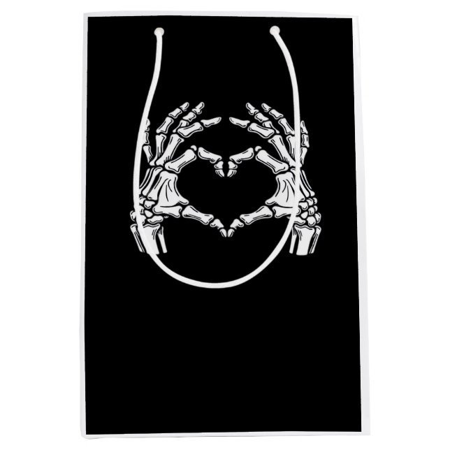 Skeleton Heart Händer Sign Halloween Costume Viral (Framsidan)