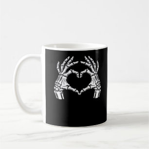 Skeleton Heart Händer Sign Halloween Costume Viral Kaffemugg