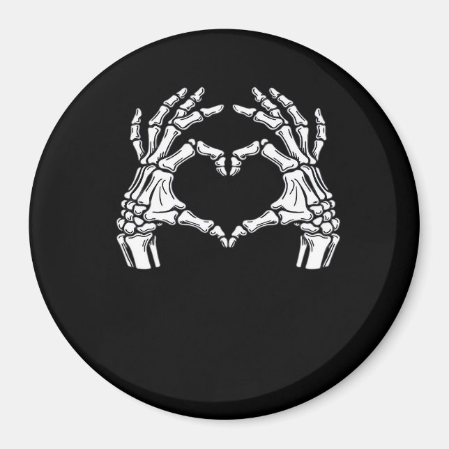 Skeleton Heart Händer Sign Halloween Costume Viral Magnet (Framsidan)