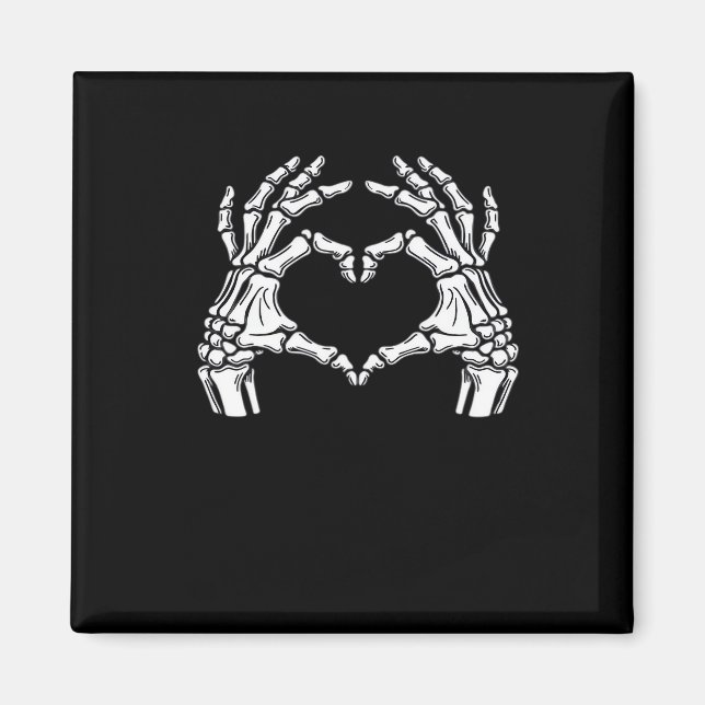 Skeleton Heart Händer Sign Halloween Costume Viral Magnet (Framsidan)
