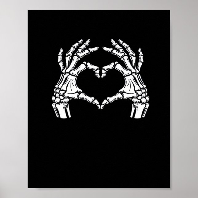 Skeleton Heart Händer Sign Halloween Costume Viral Poster (Framsidan)