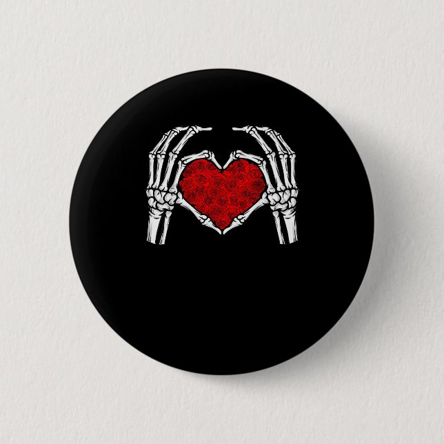 Skeleton Heart Händer signerar Valentindagen Cute  Knapp (Framsida)