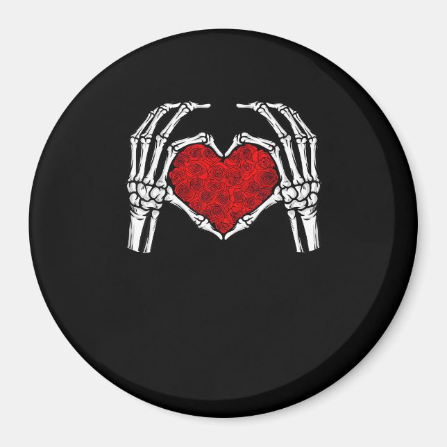 Skeleton Heart Händer signerar Valentindagen Cute  Magnet (Framsidan)