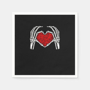 Skeleton Heart Händer signerar Valentindagen Cute Pappersservett
