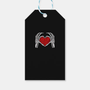 Skeleton Heart Händer signerar Valentindagen Cute Presentetikett