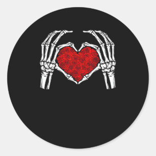 Skeleton Heart Händer signerar Valentindagen Cute Runt Klistermärke