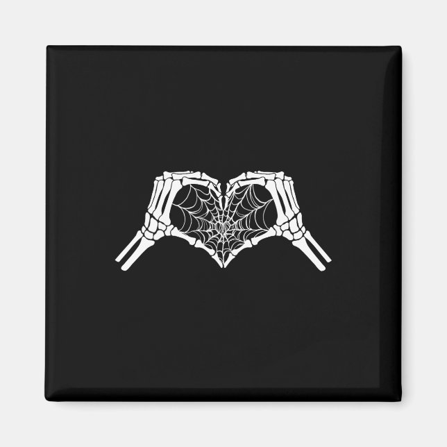 Skeleton Heart Händer Spindelnät Halloween Spooky  Magnet (Framsidan)
