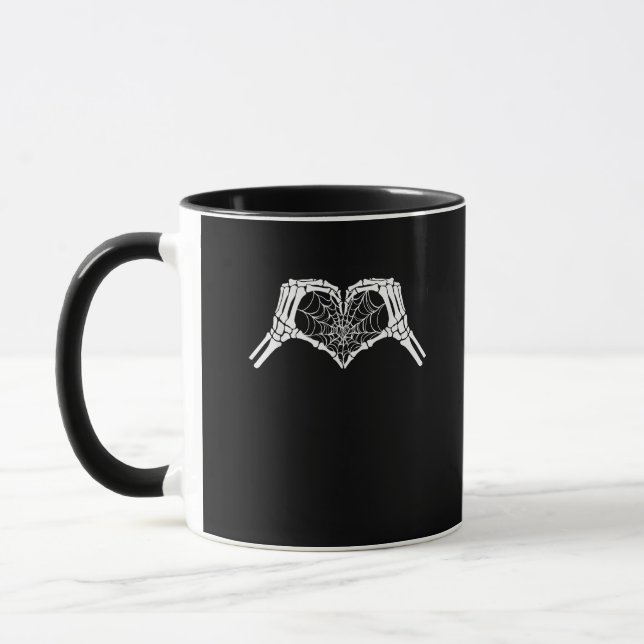 Skeleton Heart Händer Spindelnät Halloween Spooky  Mugg (Vänster)