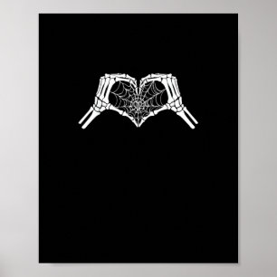 Skeleton Heart Händer Spindelnät Halloween Spooky Poster