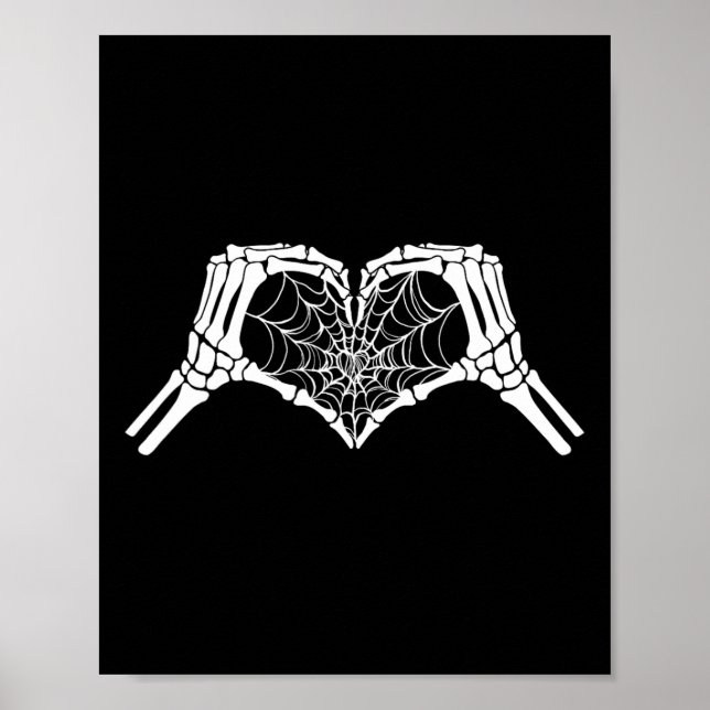 Skeleton Heart Händer Spindelnät Halloween Spooky  Poster (Framsidan)