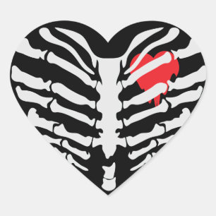 Skeleton Heart Hjärtformat Klistermärke