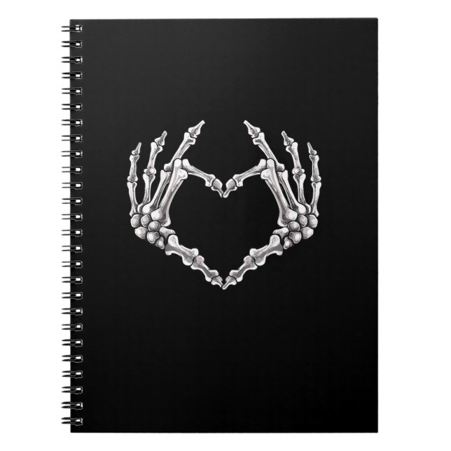 Skeleton Heart - och Händer Gothic Halloween Costu Anteckningsbok (Framsidan)
