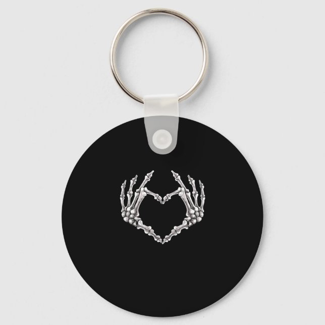 Skeleton Heart - och Händer Gothic Halloween Costu Nyckelring (Framsida)