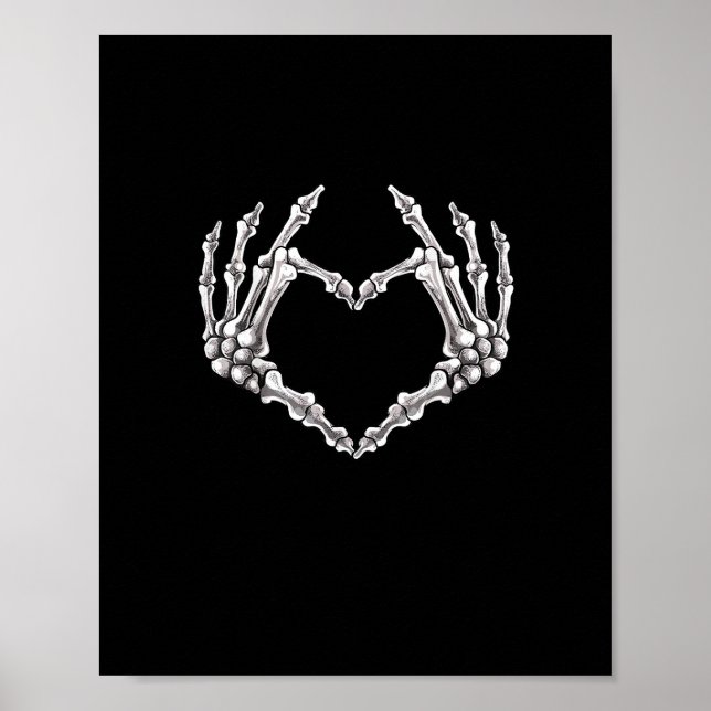 Skeleton Heart - och Händer Gothic Halloween Costu Poster (Framsidan)
