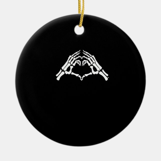 Skeleton Heart - och Händer- tecken Julgransprydnad Keramik (Framsidan)