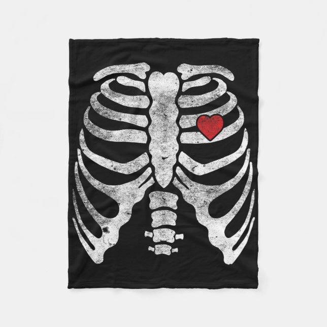 Skeleton Heart Rib Cage röntgenVuxen Kids Roligt H Fleecefilt (Framsidan)