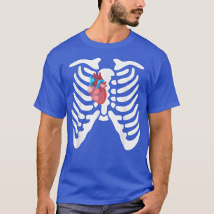 Skeleton Heart Rib Cage, Vuxen Kids Funny Hallowee T Shirt