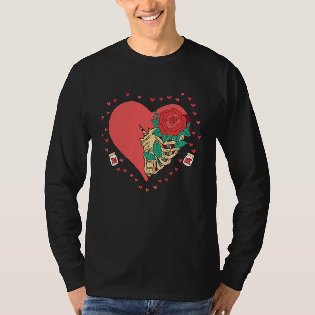 Skeleton Heart Rib Cage X Ray  Funny Valentine Day T Shirt (Framsida)