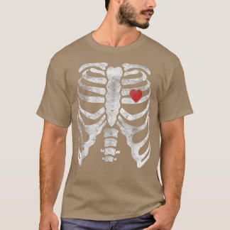 Skeleton Heart Rib Cage X Ray Vuxen Funny Hallowee T Shirt