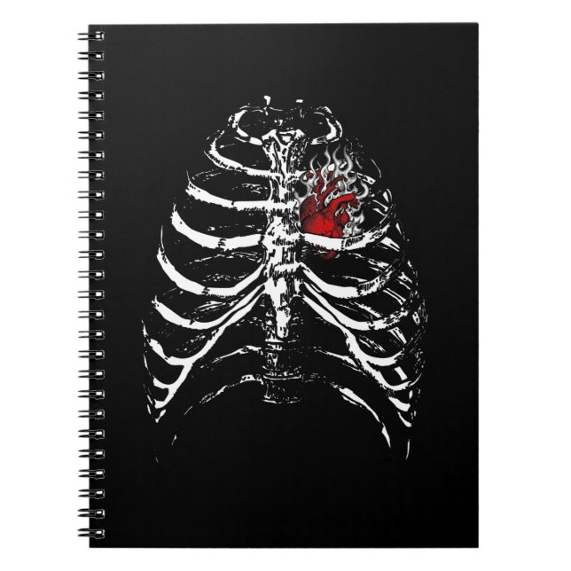 Skeleton Heart Rib Cage X- Ray Vuxen Kids Funny Anteckningsbok (Framsidan)