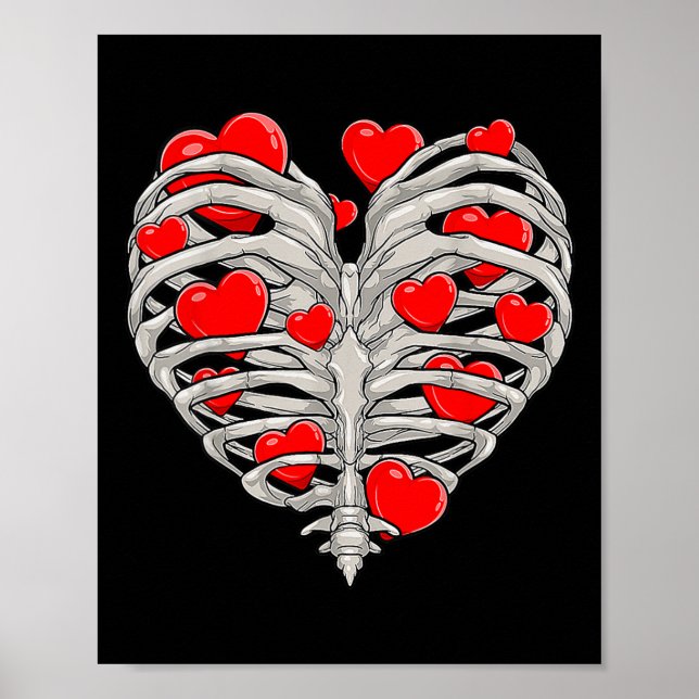 Skeleton Heart Rib Cage X Ray Vuxen Kids Funny Val Poster (Framsidan)