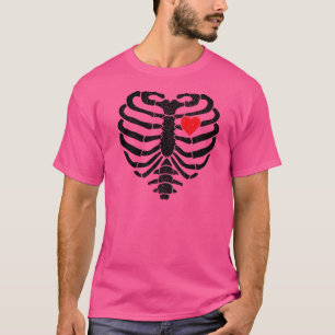 Skeleton Heart Rib Cage X Ray Vuxen Kids Hallowee T Shirt