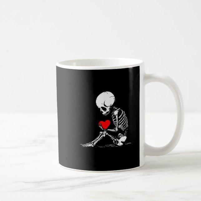 Skeleton Heart Valentines Emo Gothic Minimalist Ck Kaffemugg (Höger)