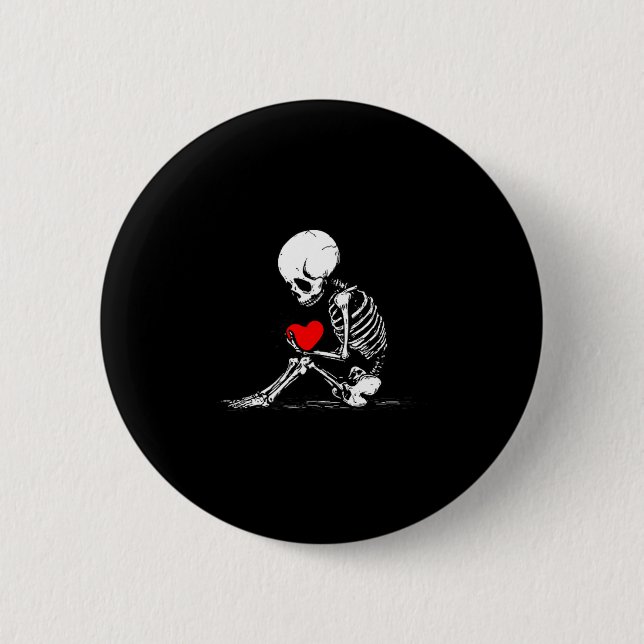 Skeleton Heart Valentines Emo Gothic Minimalist Ck Knapp (Framsida)