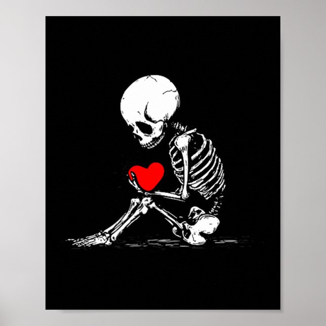 Skeleton Heart Valentines Emo Gothic Minimalist Ck Poster (Framsidan)
