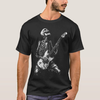 Skeleton Heavy Death Metal Rock Punk Gothic Guitar T Shirt