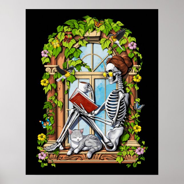 Skeleton Hippie Plants Poster (Framsidan)