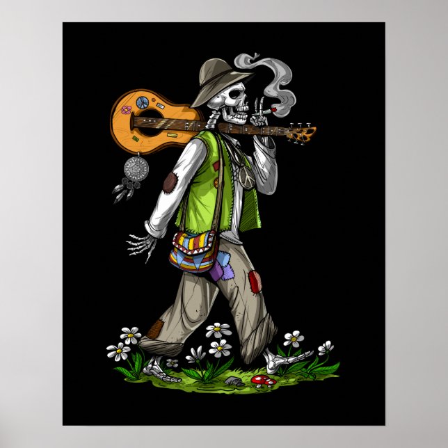 Skeleton Hippie Poster (Framsidan)