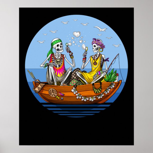 Skeleton Hippie Vacation Poster (Framsidan)