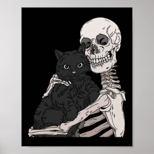 Skeleton Holding A Cat Lazy Halloween Costume Sku Poster