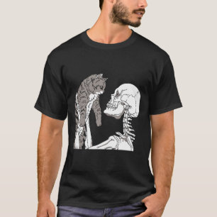 Skeleton Holding A Cat Lazy Halloween Costume Skul T Shirt