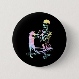 Skeleton Holding A Cat Lazy Halloween Costume Tie Knapp
