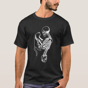 Skeleton Holding Cat   Cat Dam Gift   Kat Mamma T Shirt
