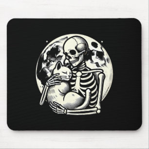 Skeleton Holding Cat Spooky Skull Halloween Gothic Musmatta
