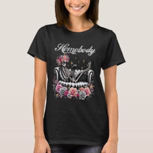 Skeleton Homebody Reading on couch gotiic Anti Soc T Shirt