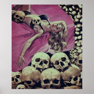 SKELETON HORROR RETRO VINTAGE POP POSTER