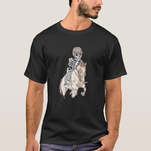 Skeleton Horse Tävla Shirt Equestrian Halloween T T Shirt (Framsida)