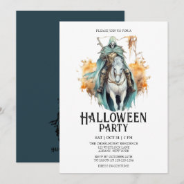 Skeleton Horseman Costume Mint Halloween fest Inbjudningar