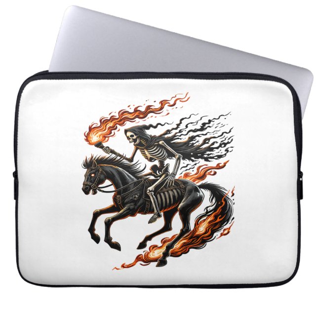 Skeleton Horseman Riding Flaming Horse Laptop Fodral (Framsidan)