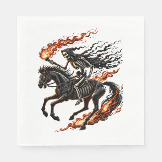 Skeleton Horseman Riding Flaming Horse Pappersservett