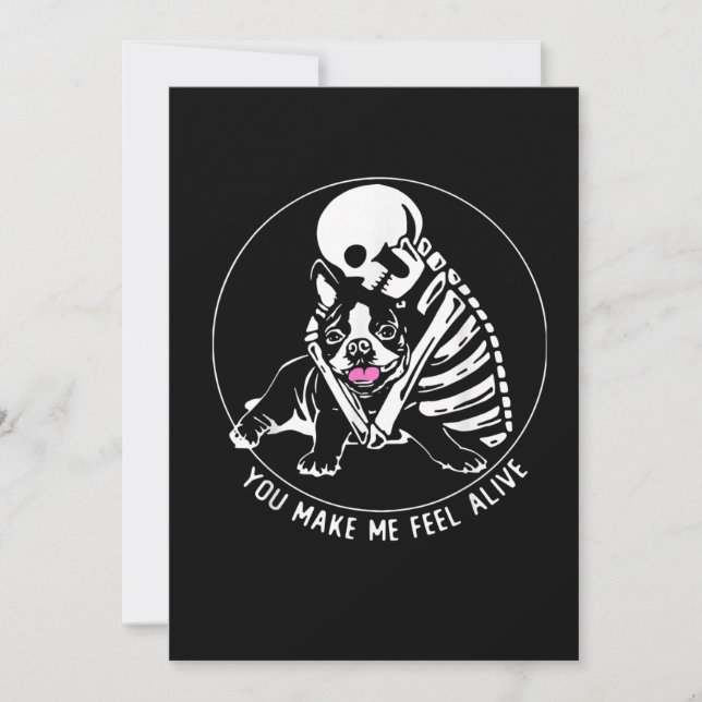 SKELETON HUG BOSTON TERRIER DU FÅR MIG ATT LEVA (Framsida)