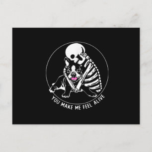 SKELETON HUG BOSTON TERRIER DU FÅR MIG ATT LEVA VYKORT