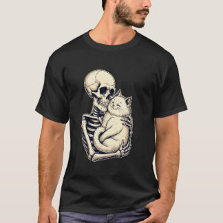 Skeleton Hugger Cat Cute Halloween Cat Lover Kitt T Shirt
