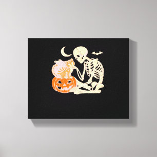 Skeleton Hugger Cat Halloween Cat Lover Cat Class Canvastryck