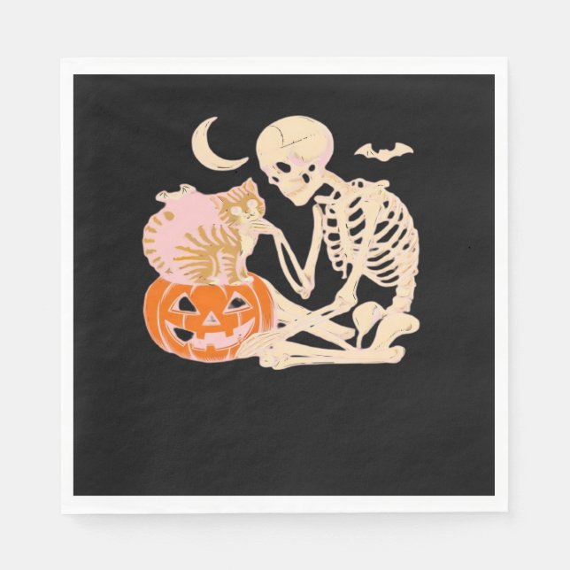 Skeleton Hugger Cat Halloween Cat Lover Cat Class Pappersservett (Framsidan)