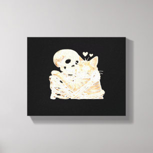 Skeleton Hugger Cat Halloween Cat Lover Cat Mamma Canvastryck